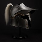 Italian Medieval Barbuta Knight Helmet With White Plume - 18 Gauge Steel