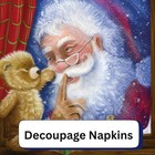 Two Luncheon Paper Napkins For Decoupage - Christmas Vintage Santa Free Shipping