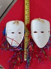 Vintage Ceramic Mardi Gras Decorative Hanging Masks Approx 3-4  Tall Set Of 2