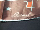 Burmel Zodiac Astrology Brown Turquoise 1960s Silk Scarf Celestial Horoscope 27 