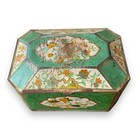 Vintage Tin Container Made In England Metal Box Co  Green Floral 6 25x4 25x4 5   