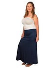 Womens Plus 1x 2x 3x Navy Blue Fold Over Waist Long Flare Skirt  