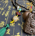 Real Dalakan Agarwood Bracelets Buddhist Prayer Bead Mala Avalokitesvara Pendant