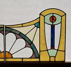 Pair Of Vintage French Art Deco Stained Glass Panels With Copper Frames