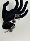 Beautiful Vintage Sterling Taxco Genuine  Amethyst Bracelet 7   