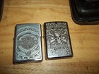 2-used Vintage Harley Davidson Lighters 1- W Gears   1-w skull Comes W cases