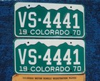 1970 Colorado License Plate Plates Pair   Set