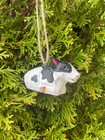 Spotted Cow Ornament Hanging Figurine   Hand Wooden Carved Farm Animal Collectib