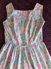 Vtg 80   s Lanz Petite Pastel Multicolored Floral Sleeveless Long Dress Usa Siz 10
