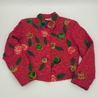 Vintage Anage Hot Pink Crop Jacket Hand Stitched Floral Design Women s Sz Small