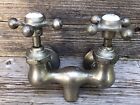 Antique Victorian Deco Sink Faucet Hot   Cold Cross Handle Nickel Plate