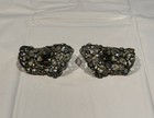 Vintage Musi Signed Rhinestone Shoe Buckle With Metal Flower Rose