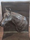 Vintage Cast Iron Horse Head Bookends Pair Heavy Black Equestrian 5  X 4 