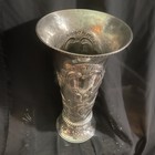 Antique Silverplate Repousse 14    Trumpet Vase  English Circa 1860