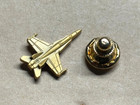 Vtg Gold Tone Mcdonnell Douglas F a-18 Hornet Jet Fighter Aircraft Lapel Tie Pin