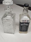 Vintage Cut Glass Decanter Square Crystal Style Bottle W  Stopper 4    Very Heavy