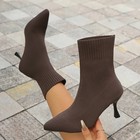 Fashion Slip On Slim Knitted Ankle Boots Women Plus Size Stretch High Heel Boots