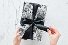 Black White Wrapping Paper Cut Lines Flower Gift Wrap Birthday 17in X 9 8ft
