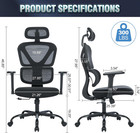Ergonomic Office Chair With Adjustable Headrest   3d Armrests  High Back Mesh De