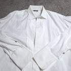 Gitman Bros Tuxedo Shirt Men s 17 5 35 White Long Sleeve Open Front Formal