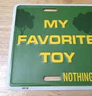 Vintage John Deere  my Favorite Toy  License Plate Riding Lawn Tractor Mower 