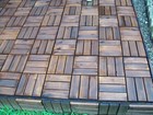 Ikea Runnen Deck Tiles Dark Brown Stained 9 Pcs  12 x12   Solid Acacia Wood New