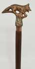 Vintage Antique Style Brass Wolf Head Handle Walking Stick Wooden Cane