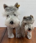 Pair Vintage Steiff Tessie   Mimic Schnauzer Mohair Dogs Germany Button Ear