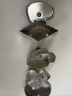 4 Vintage Aluminum Green Wood Handled Cookie Cutters Heart  Club  Diamond  Spade