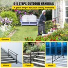 Iron Handrail Stair Railing Hand Rail Kit 0-5 Steps Outdoor Black W  Bars