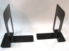 Pair Vintage Large 9  Tall Black Institutional Heavy Steel Library Bookends Set