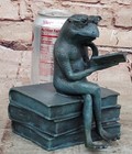 Hand Made Frog Bronze Sculpture By M  Nick Green Patina Statue Figurine Decor