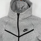 Nike Tech Full Zip Hooded Jacket Boys Large 6-7 Years Gray Black Trim Swoosh