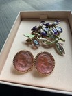 Kirks Folly Fairy Dragonfly Enamel Flowers Crystal Gold Tone Brooch Pin
