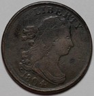 1804 Draped Bust Half Cent - Plain 4 stemless - Slight Damage - 1 2c Copper Coin