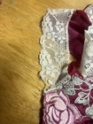 Vintage Vanity Fair Burgundy Nightgown Sleeveless Nylon Satin Trim Embroidery M