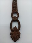 Antique Vtg Victorian Hand Held Vanity Mirror Wooden Framed Metal Handle