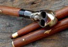 Skull Handle Antique Brass Wooden Vintage Style Walking Stick Designer Cane Gift