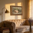 Vintage Gold Framed Flower Still Life Wall Art Retro Rose And Wildflower Wall   