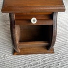 Vintage Wooden Roll Top Recipe Box Butterfly Graphic Brown Wood Kitchen Storage