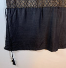 Samasta Tunic Dress Size M Black Gold Geometric Block Print Raw Cotton Lagenlook