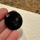 Antique  1 Black Glass Brass Box Shank Victorian Button - Post 1850