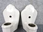 Vintage Pair White Porcelain Art Deco Wall Light Room Home Sconces