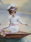 Limoges France Plate - Woman Portrait Gold Encrusted Artist Signed C  1900-1910