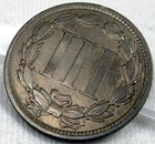 1865 Three Cent Nickel Piece 3c Civil War Date Choice Us Type Coin Thrime