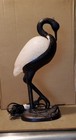 7081----tin Chi Vintage Bronze Heron Lamp