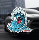     vtg Santa Cruz California Surf Shop Wave Surfer Surfboard Sticker Surfing Punk