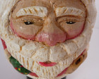 Santa Claus Hand Carved Wood Holding Mug Hand Painted Signed   Dated Vintage