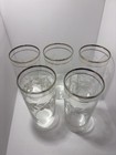 Set Of 5 Vintage Bartlett Collins Gold Trim Tumblers With Frosted Grape Design