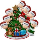 Personalized Bannister Peeking Family Of 2-3-4-5-6 Christmas Tree Ornament